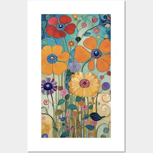 Gustav Klimt's Floral Opulence: Inspired Floral Pattern Posters and Art